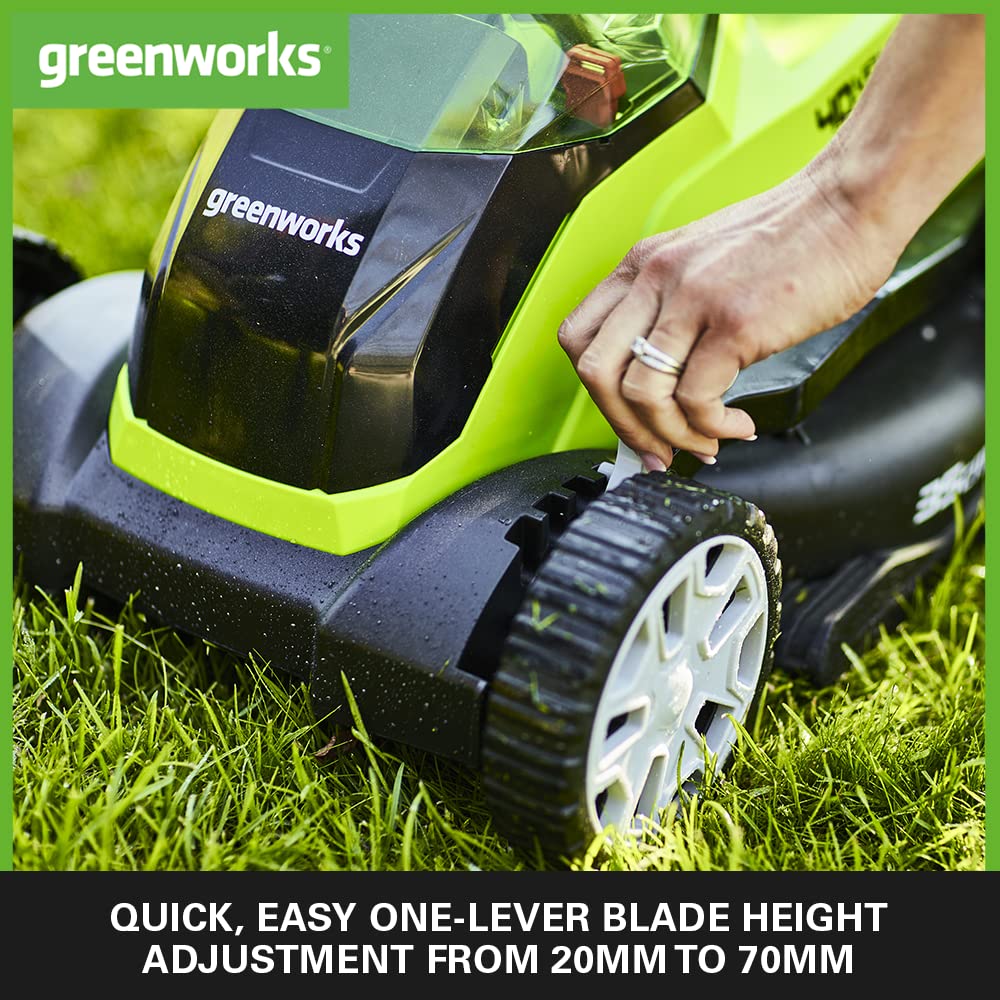 Greenworks 40V Akku-Rasenmäher G40LM35K2X, 35cm Schnittbreite, bis 400 m², 40L Fangkorb, inkl. 2x 2Ah Akkus & Ladegerät, 3 Jahre Garantie