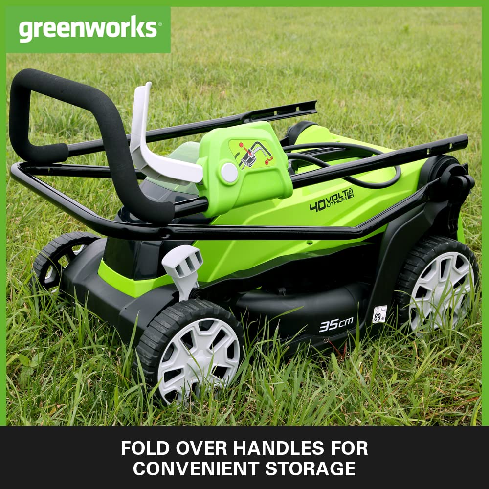 Greenworks 40V Akku-Rasenmäher G40LM35K2X, 35cm Schnittbreite, bis 400 m², 40L Fangkorb, inkl. 2x 2Ah Akkus & Ladegerät, 3 Jahre Garantie