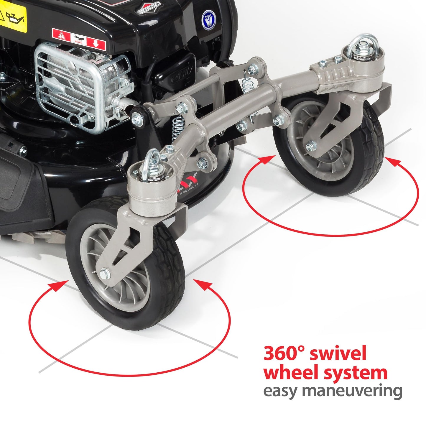 Benzin-Rasenmäher NAX 1000S mit Briggs & Stratton 450E Motor, 42cm Schnittbreite, 45l Fangkorb, Antrieb, Reinigungssystem